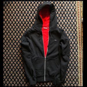 Supreme Contrast Zip Up Hooded Sweatshirt